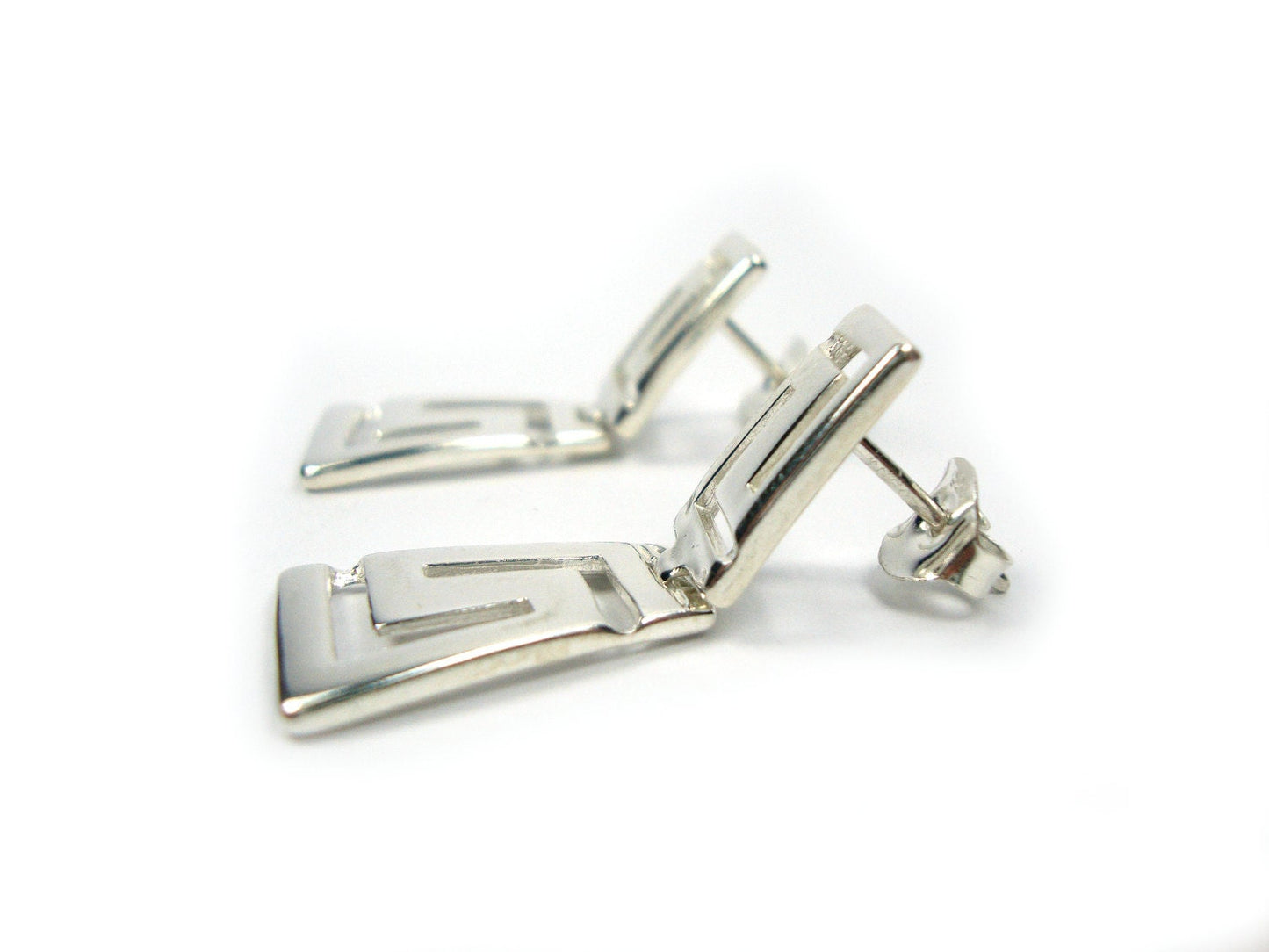 Greek Earrings, Meander Earrings, Sterling Silver 925 , Greek Dangly Earrings, Greek Silver Earrings, Gradual Dangle Earrings, Greek Jewelry