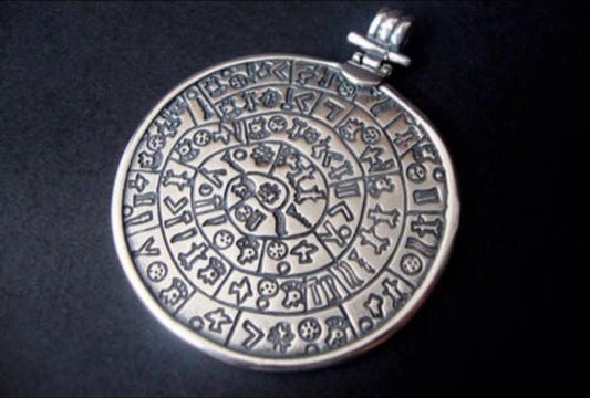 Phaistos Disc BIG Pendant 54mm Sterling Silver 925 Ancient Greek Minoan, Griechische Silber Phaistos Anhanger , Pendetif Disk Grecque Bijoux