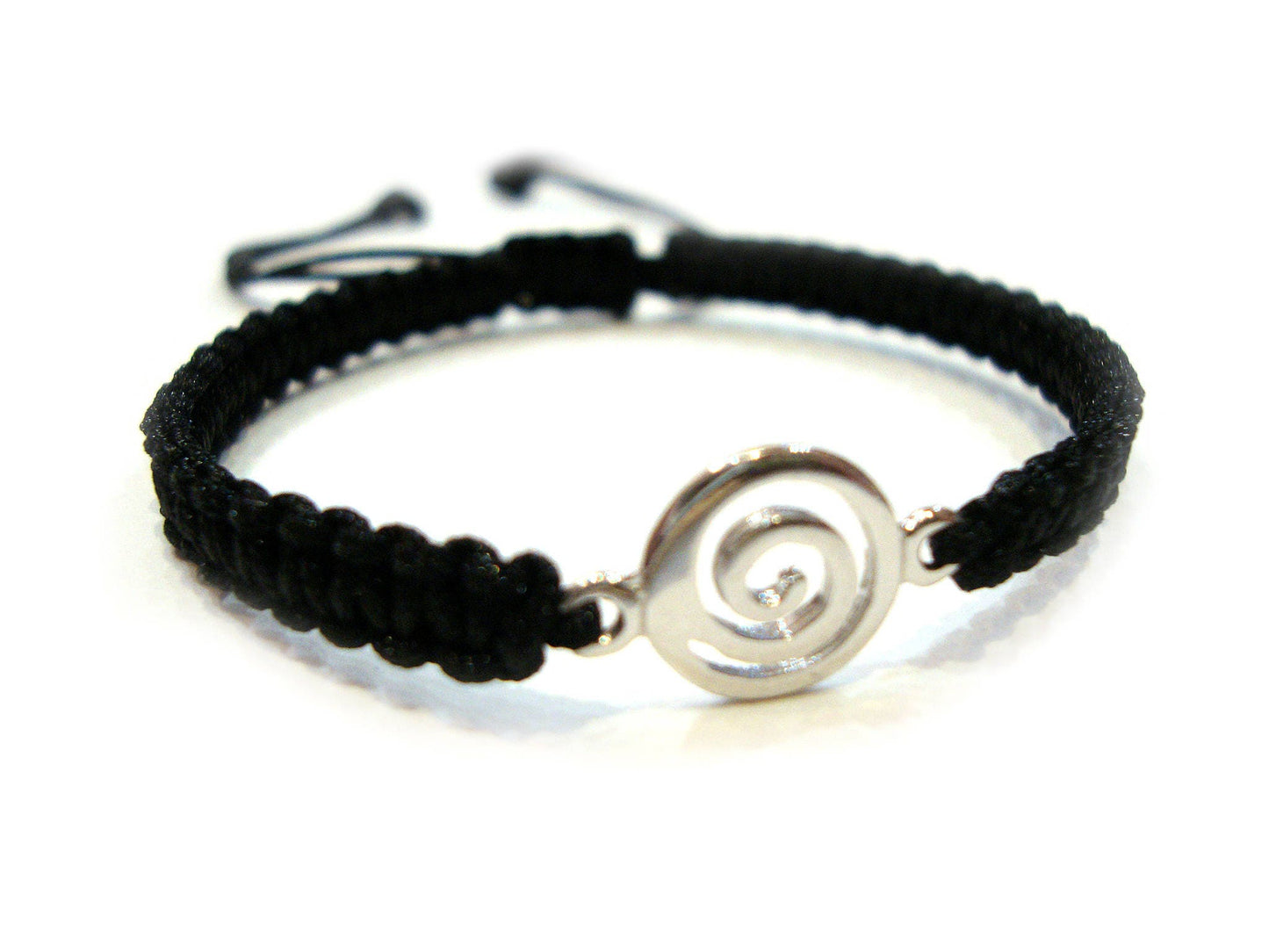 Sterling Silver 925 Ancient Greek Spiral Infinity Key 10mm Macrame Adjustable Macrame Bracelet , Griechische Silber Armband, Bijoux Grecque