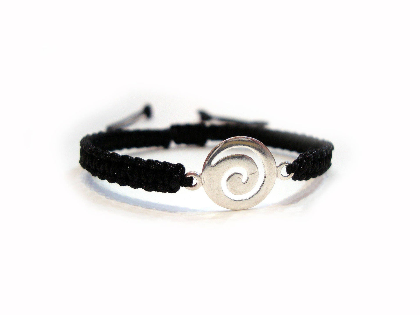 Sterling Silver 925 Ancient Greek Spiral Infinity Key 12mm Macrame Adjustable Macrame Bracelet , Griechische Silber Armband, Bijoux Grecque