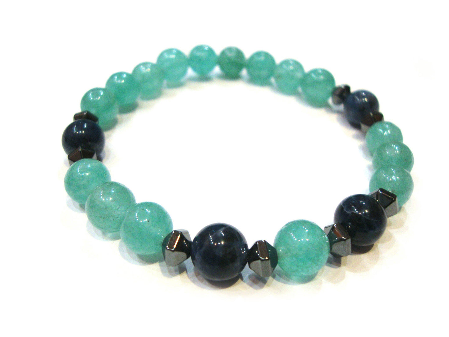 Natural Apatite, Sodalite, Hematite, Men Women Unisex Bracelet, Echte Steine Armband, Pierre Naturelle Bracelet