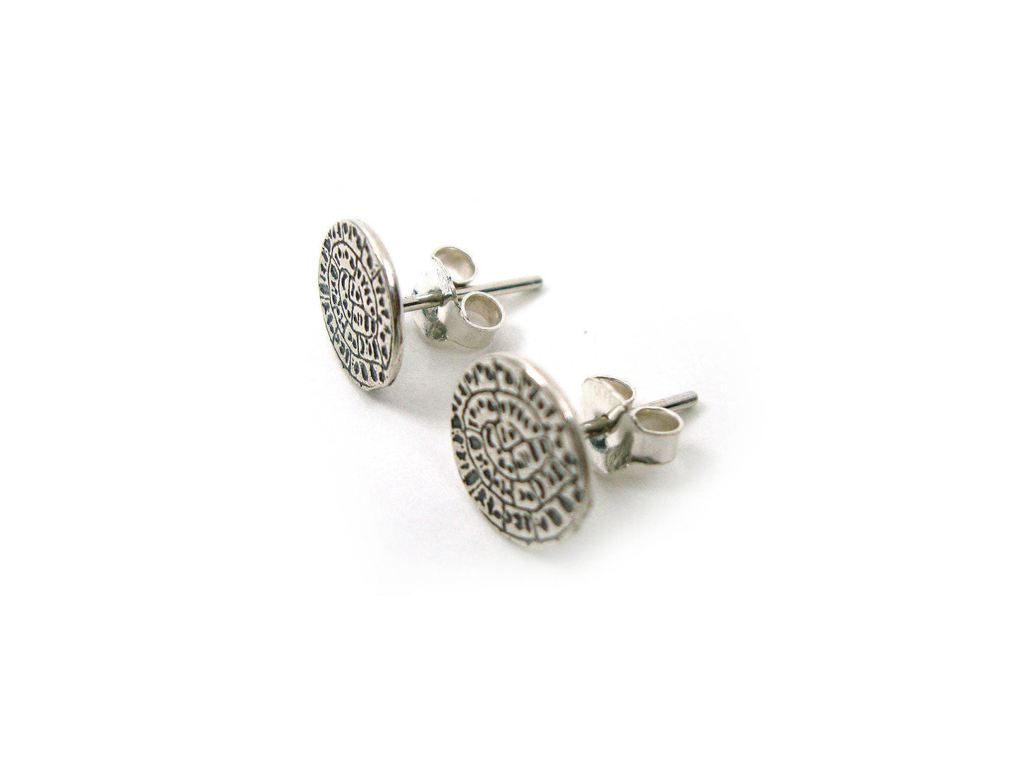 Phaistos Disc Stud Earrings 9mm