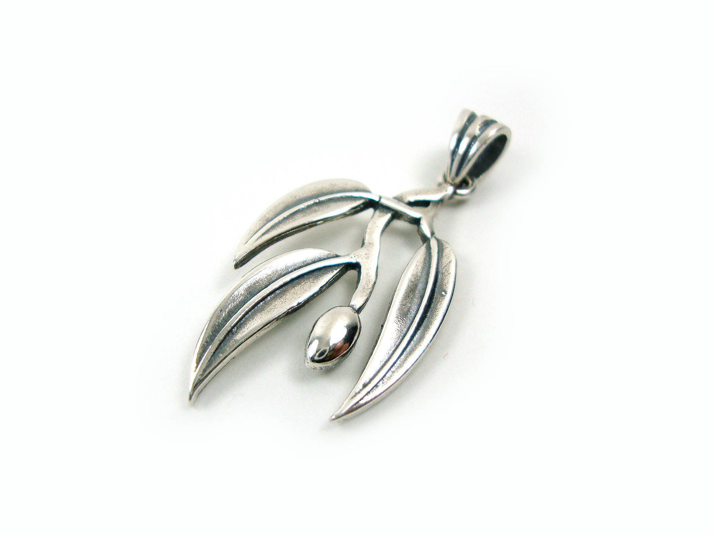 Greek Olive Leaf Athena Silver Pendant
