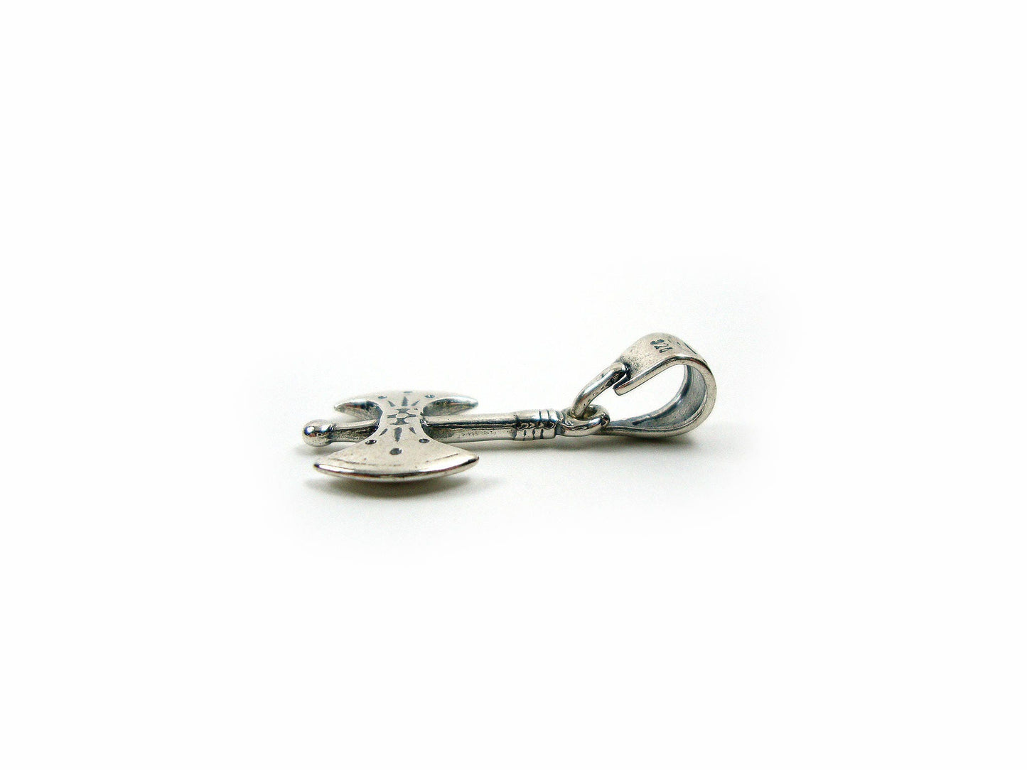 Sterling Silver 925 Ancient Greek Minoan Double Axe Small Pendant 12 x 17 mm