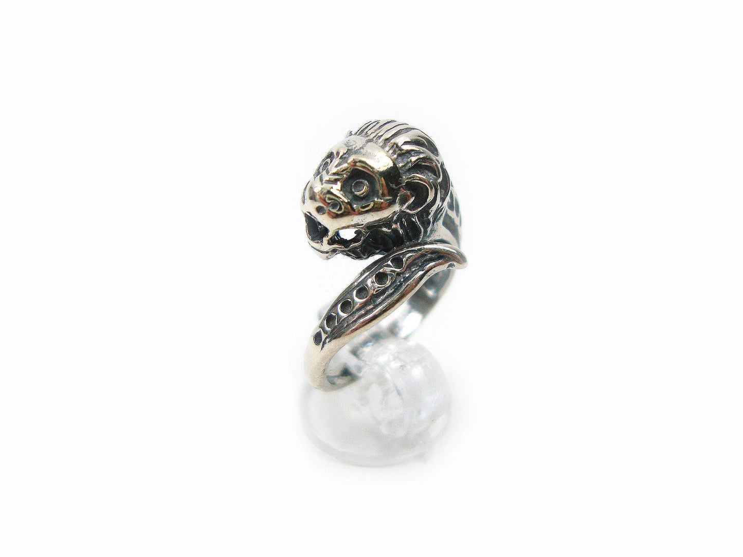 Sterling Silver 925 Greek Double Lions Bangle Ring - Lion Head Ring - Löwenkopf Griechische Silber Ring - Bague à tête de lion