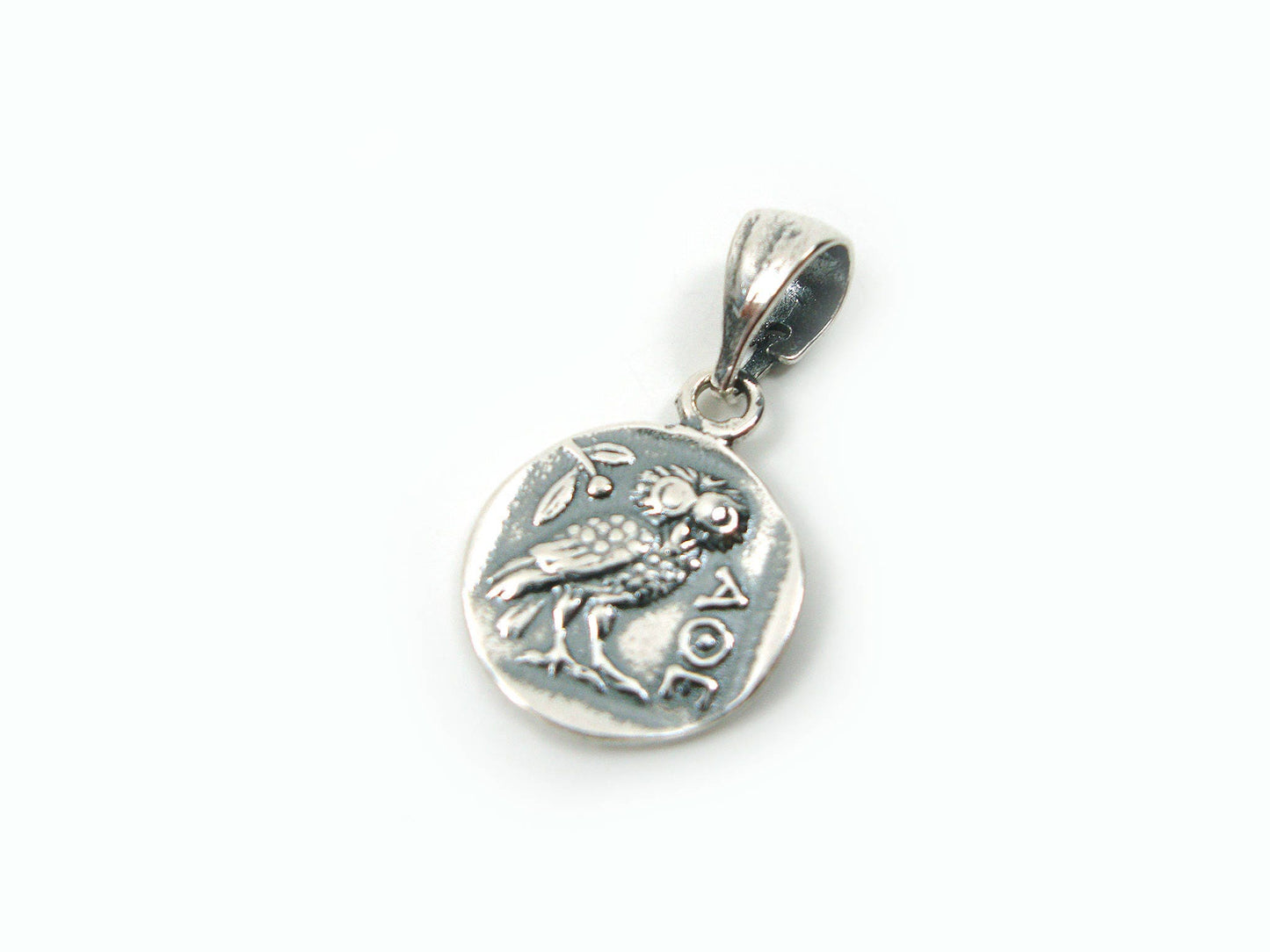 Image of Sterling Silver 925 Pendant featuring Goddess Athena and Greek Wise Owl, symbolizing wisdom and protection, handmade in Greece.