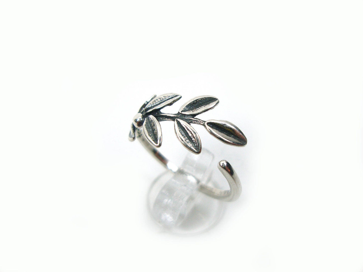 Sterling Silver 925 Ancient Greek Goddess Athena Olive Leaf Handmade Adjustable Ring, Griechische Silber Olivenblatt Ring, Bague Grecque