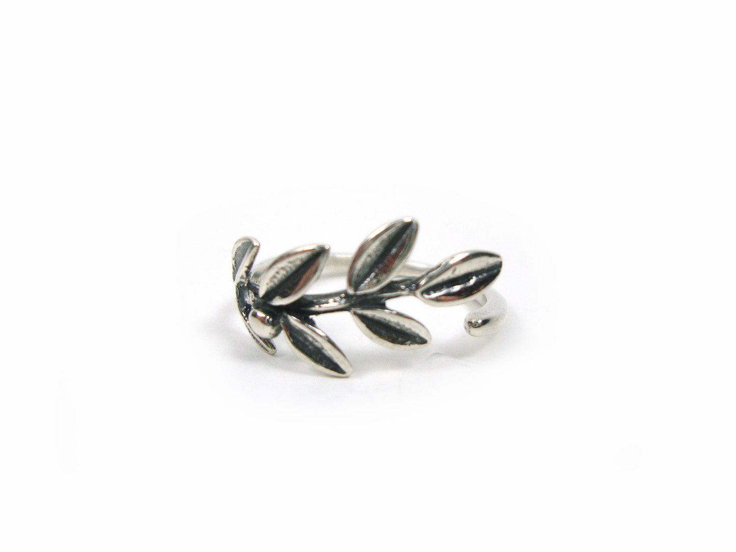 Sterling Silver 925 Ancient Greek Goddess Athena Olive Leaf Handmade Adjustable Ring, Griechische Silber Olivenblatt Ring, Bague Grecque