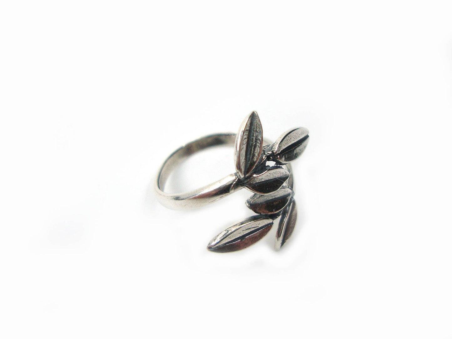 Sterling Silver 925 Ancient Greek Goddess Athena's Olive Leaves Handmade Adjustable Ring, Griechische Silber Olivenblatt Ring, Bague Grecque