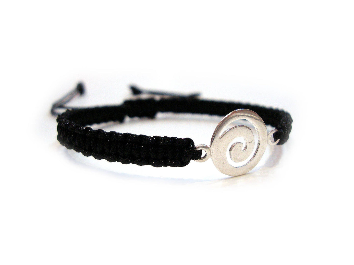 Sterling Silver 925 Ancient Greek Spiral Infinity Key 12mm Macrame Adjustable Macrame Bracelet , Griechische Silber Armband, Bijoux Grecque