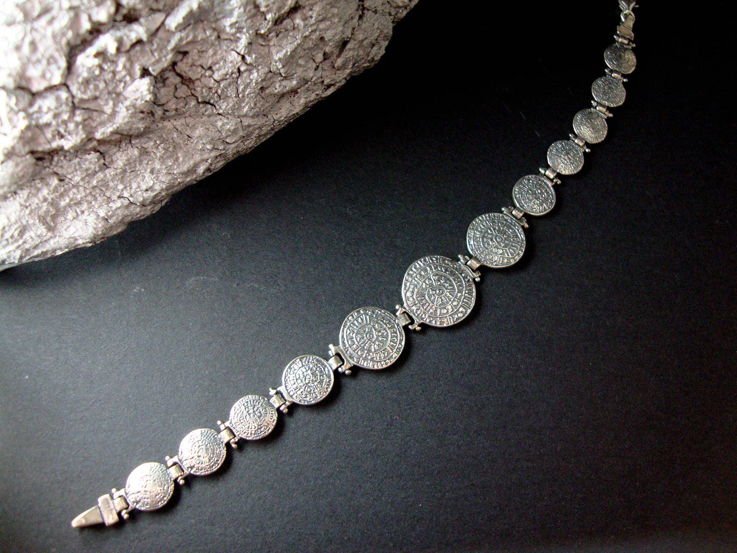 HALF PRICE | Phaistos Disc Silver Gradual Bracelet | Sirioti Jewelry