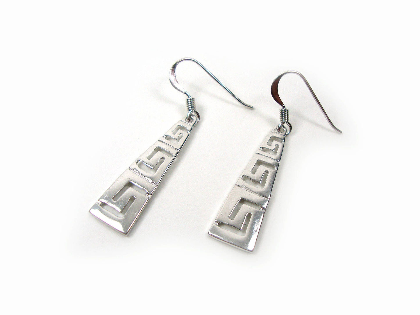 Greek Meander Earrings 28mm, Sterling Silver 925 , Greek Dangly Earrings, Greek Silver Earrings, Gradual Dangle Earrings, Greek Jewelry