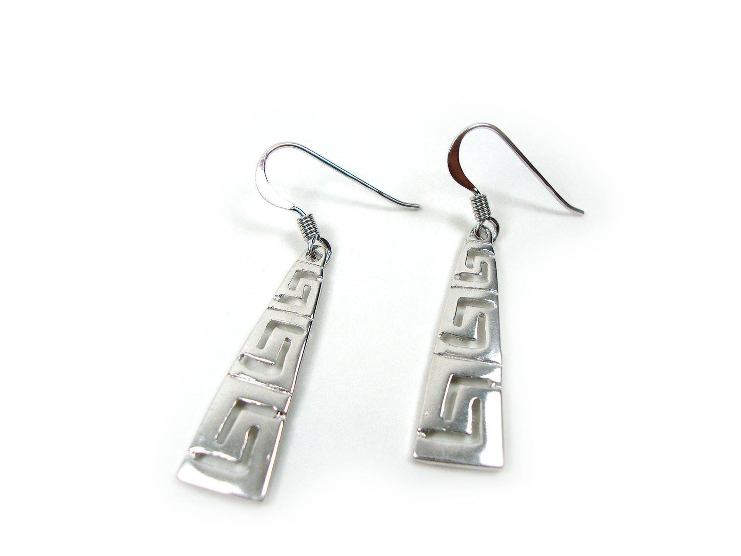 Greek Meander Earrings 28mm, Sterling Silver 925 , Greek Dangly Earrings, Greek Silver Earrings, Gradual Dangle Earrings, Greek Jewelry