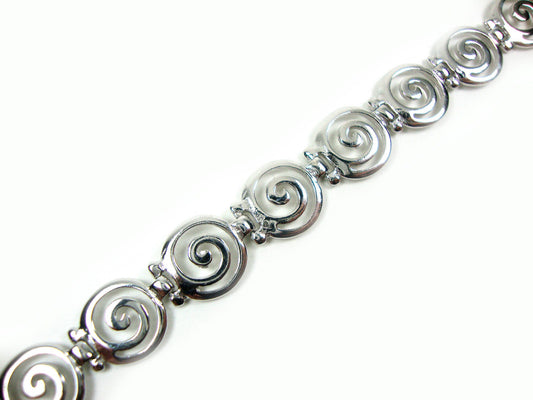 Sterling Silver 925 Ancient Greek Bracelet Infinity Spiral Swirl Vortex Key 10mm Pattern Bracelet  Sizes 16-22 cm, 6.24"-8.58",Greek Jewelry