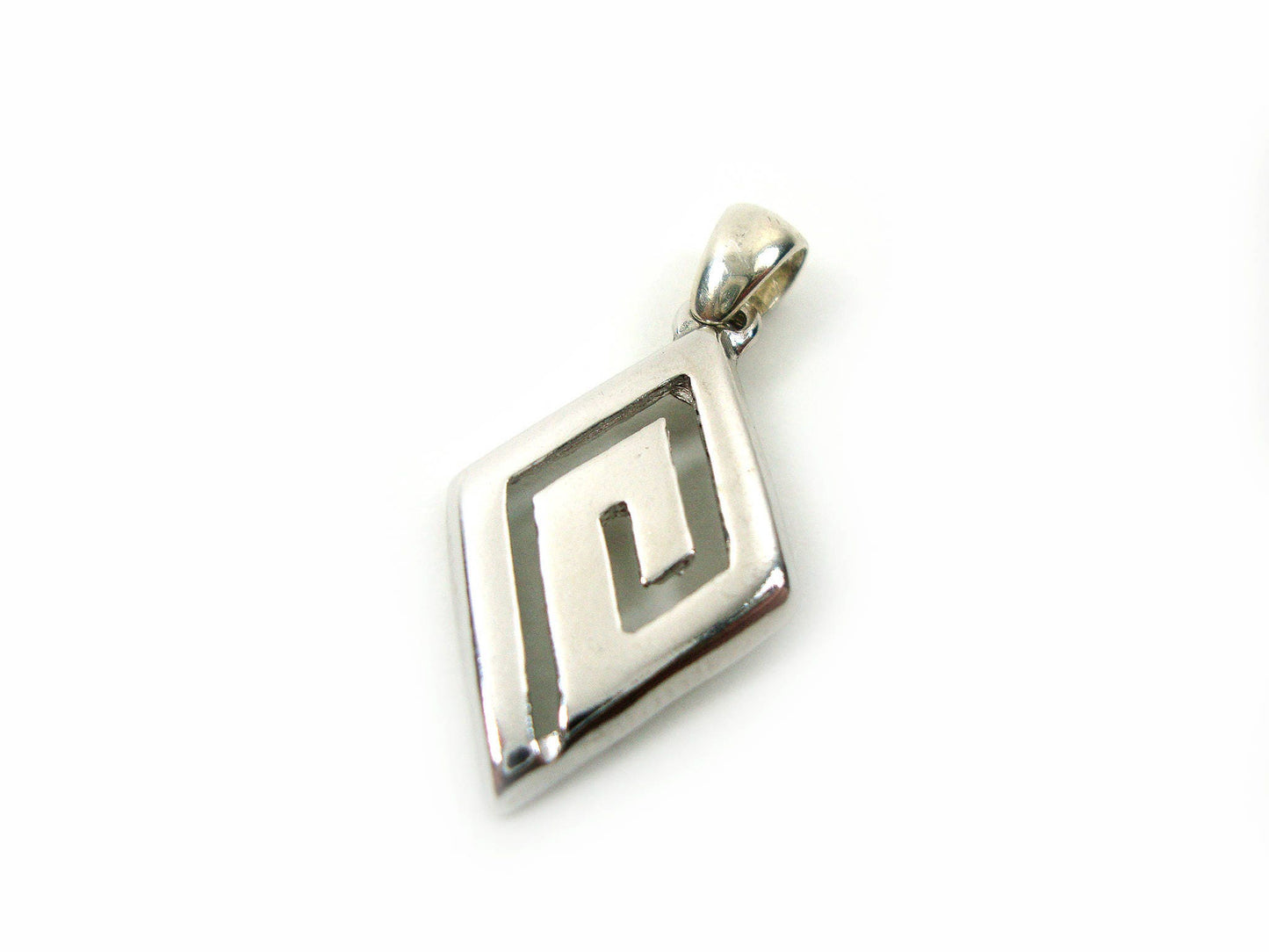 Sterling Silver 925 Ancient Greek Eternity Key Meander Pendant 14x21mm, Griechische Silber Meander Anhanger, Pendetif Grecque En Argent Grec