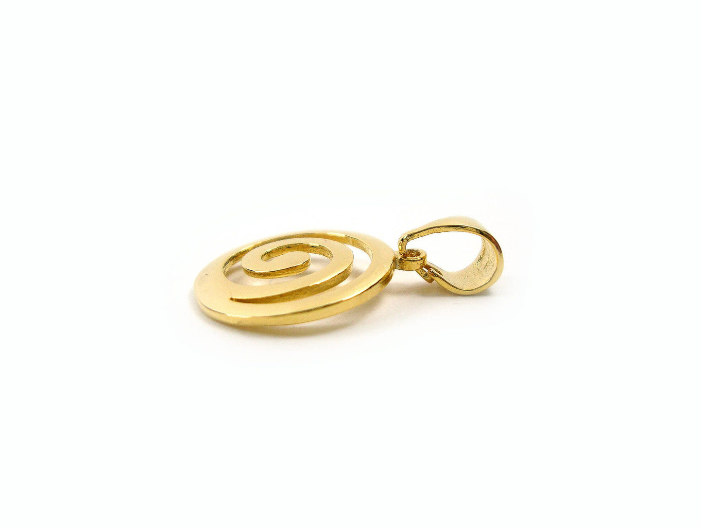 Sterling Silver 925 Ancient Greek Eternity Spiral Key Gold Plated 22K Pendant 16mm, Griechische Silber Anhangerm, Pendetif Argent Grecque