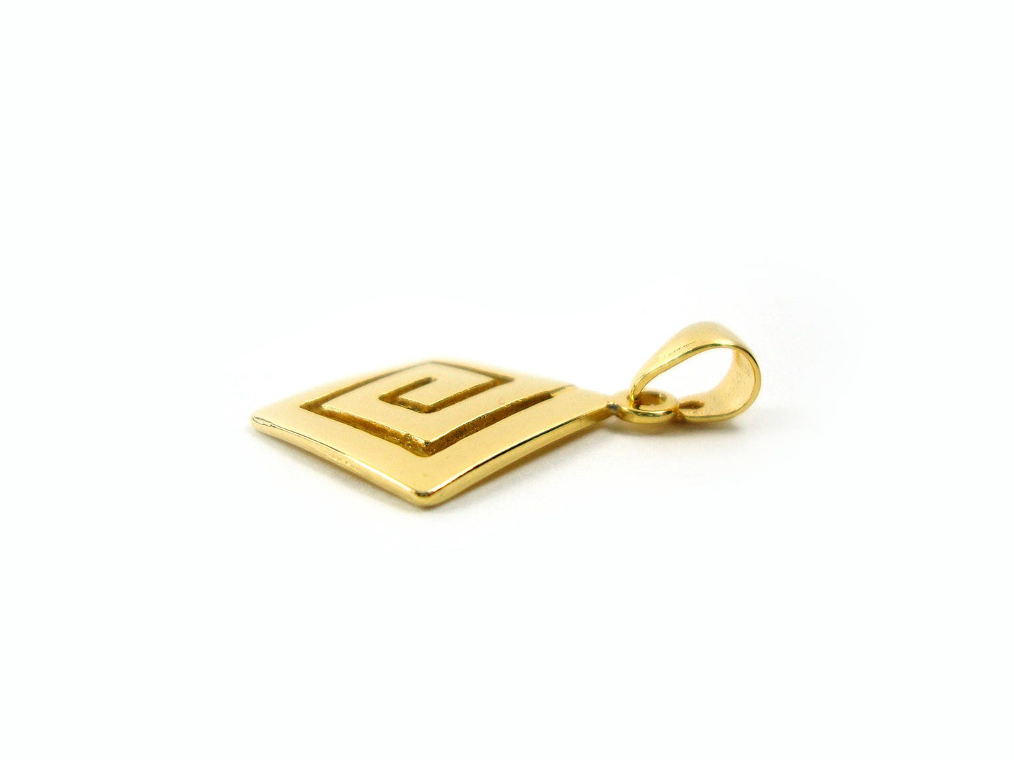 Sterling Silver 925 Ancient Greek Eternity Greek Key Gold Plated 22K Pendant 15x15mm, Griechische Silber Anhangerm, Pendetif Argent Grecque