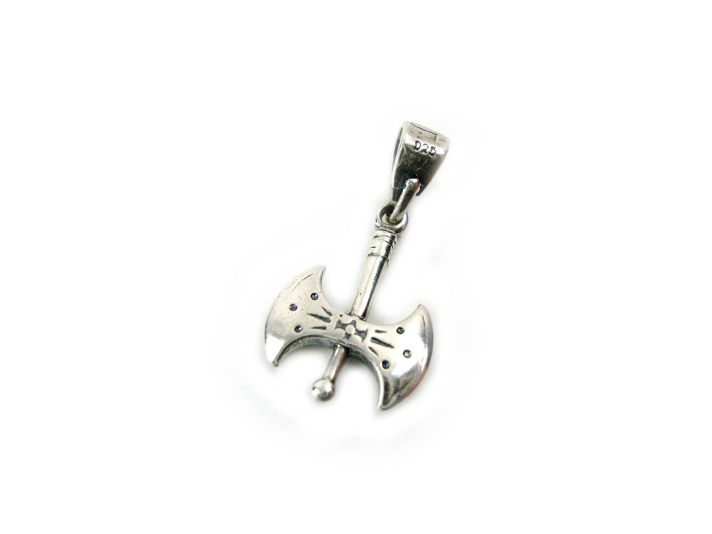 Sterling Silver 925 Ancient Greek Minoan Double Axe Small Pendant 12 x 17 mm
