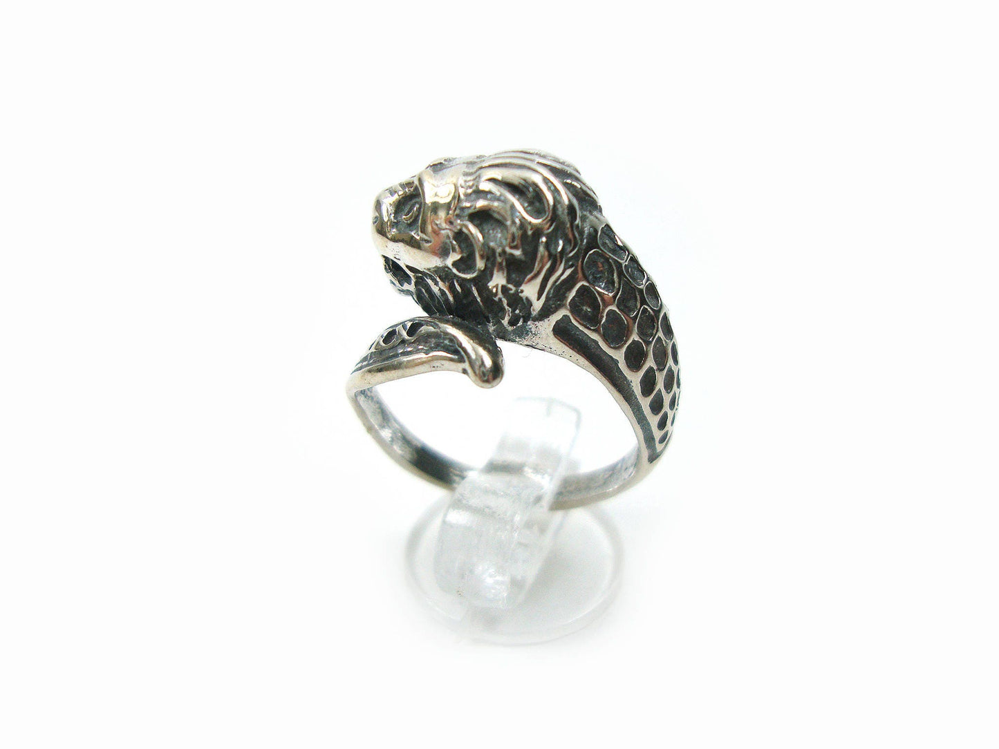 Sterling Silver 925 Greek Double Lions Bangle Ring - Lion Head Ring - Löwenkopf Griechische Silber Ring - Bague à tête de lion