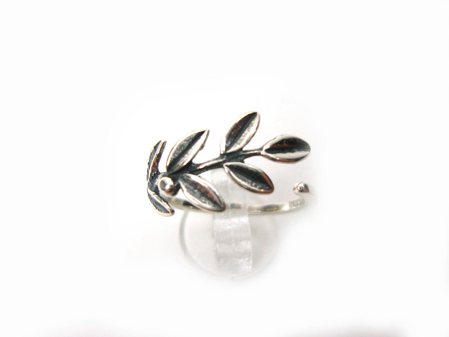 Sterling Silver 925 Ancient Greek Goddess Athena Olive Leaf Handmade Adjustable Ring, Griechische Silber Olivenblatt Ring, Bague Grecque