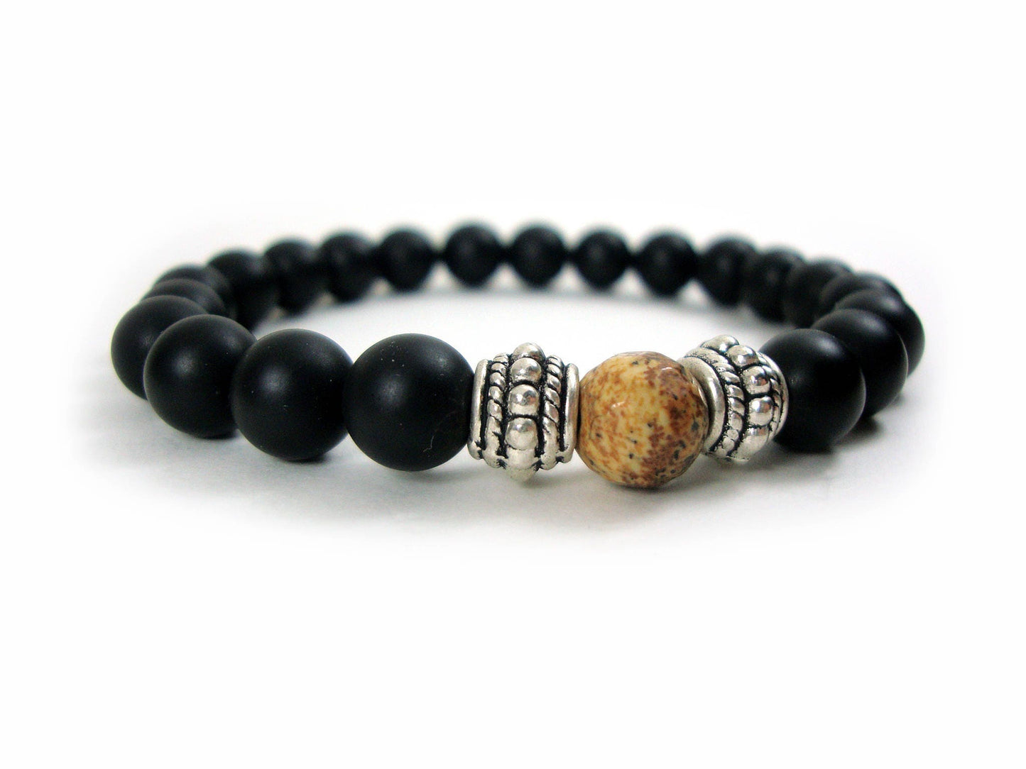 Matt Onyx 8mm - Jasper 8mm Bracelet, Unisex Bracelet, Men Women Stone Bracelet, Onyx Natural Stones Bracelet, Casual Bracelet, Black Stones