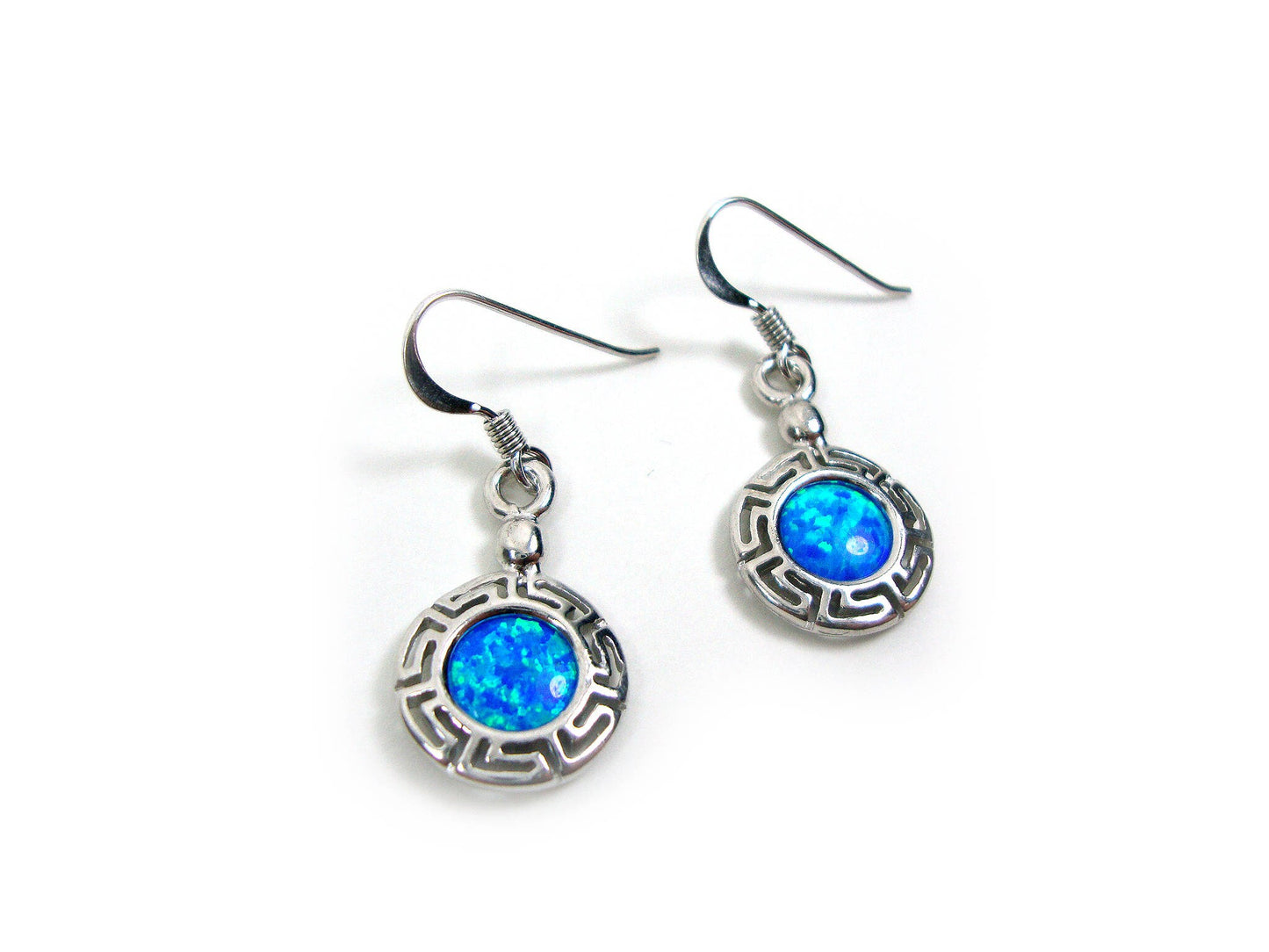 Greek Opal Dangle Earrings 13mm
