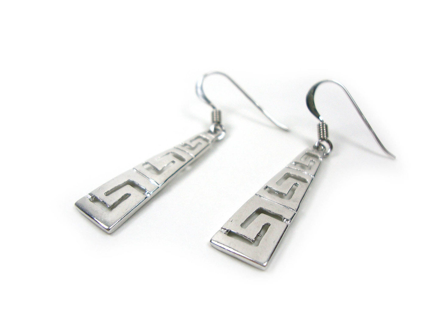 Greek Meander Earrings 28mm, Sterling Silver 925 , Greek Dangly Earrings, Greek Silver Earrings, Gradual Dangle Earrings, Greek Jewelry