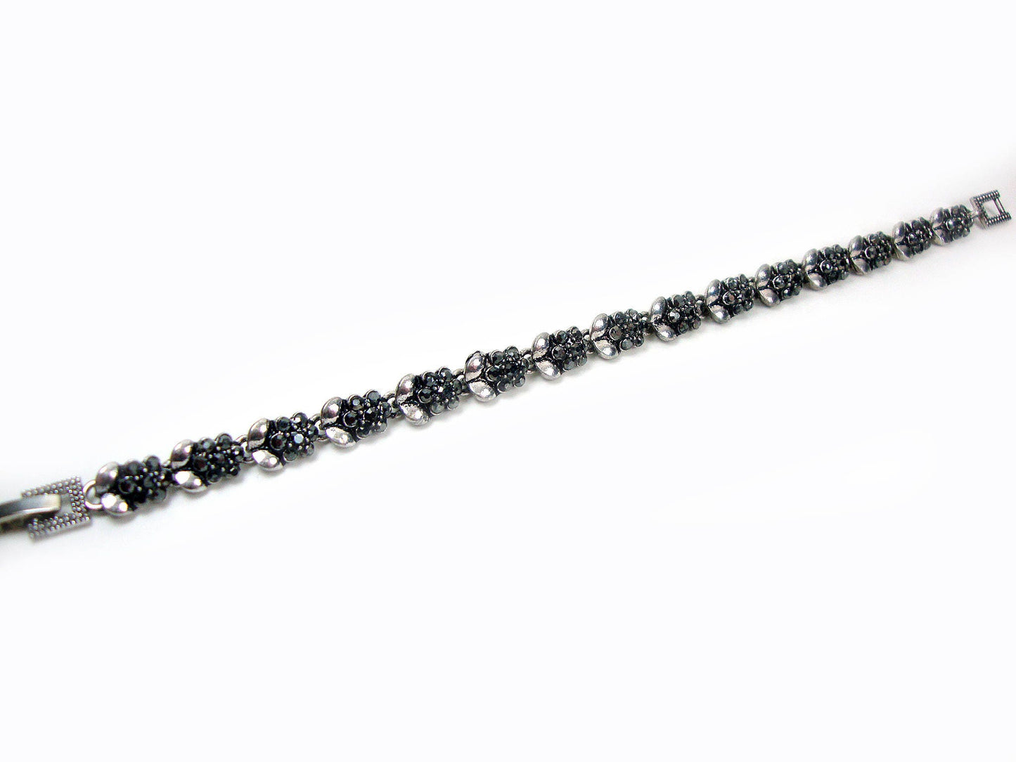 Byzantine Greek Modern Dark Brown Crystal Stone Flower Bracelet, Antique 18cm Bracelet, Greek Bracelet Traditional Jewelry, Turkish Jewelry