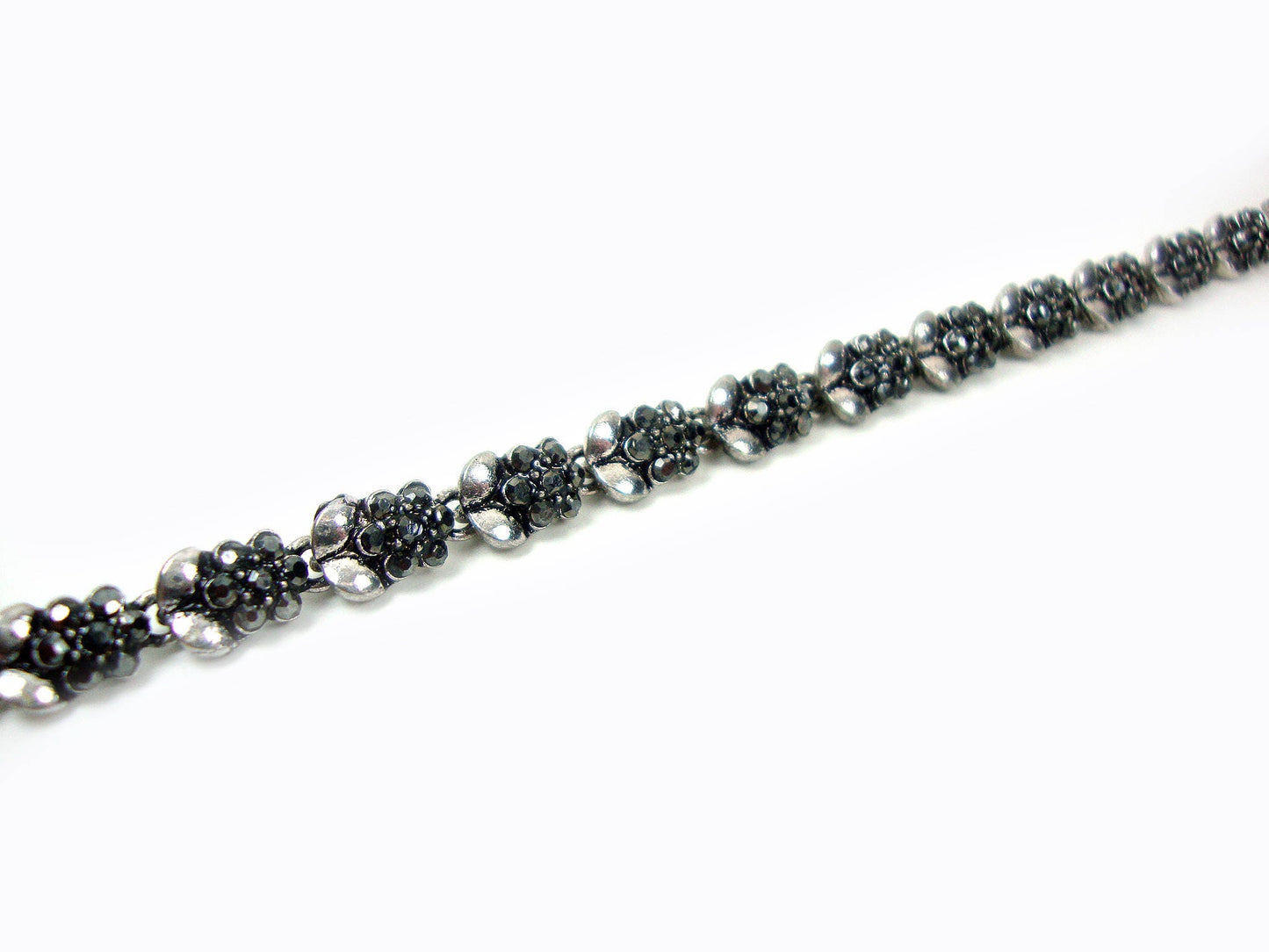 Byzantine Greek Modern Dark Brown Crystal Stone Flower Bracelet, Antique 18cm Bracelet, Greek Bracelet Traditional Jewelry, Turkish Jewelry