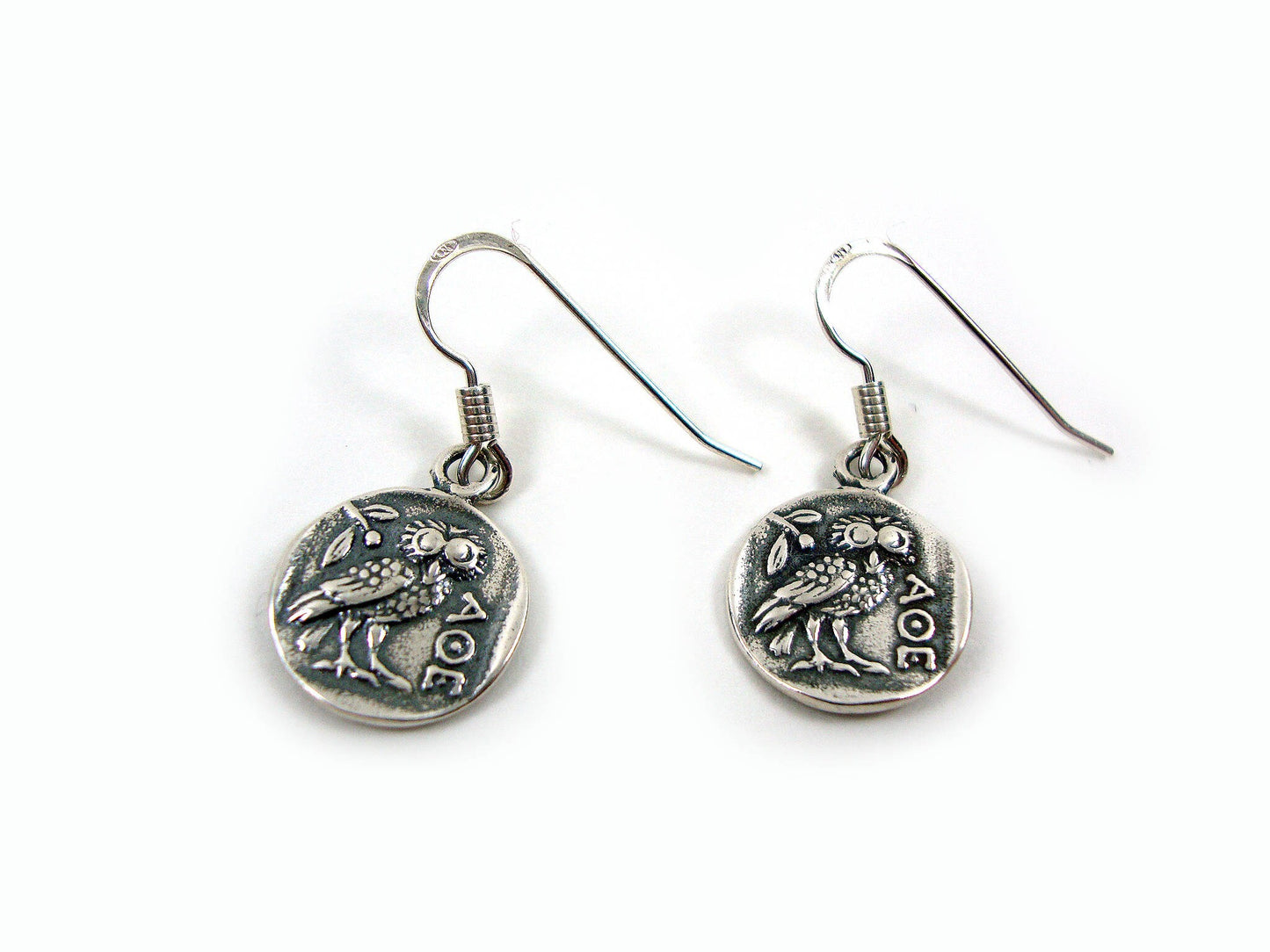 Owl Athena Silver Earrings 13mm