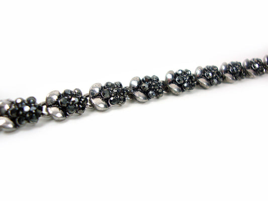 Byzantine Greek Modern Dark Brown Crystal Stone Flower Bracelet, Antique 18cm Bracelet, Greek Bracelet Traditional Jewelry, Turkish Jewelry