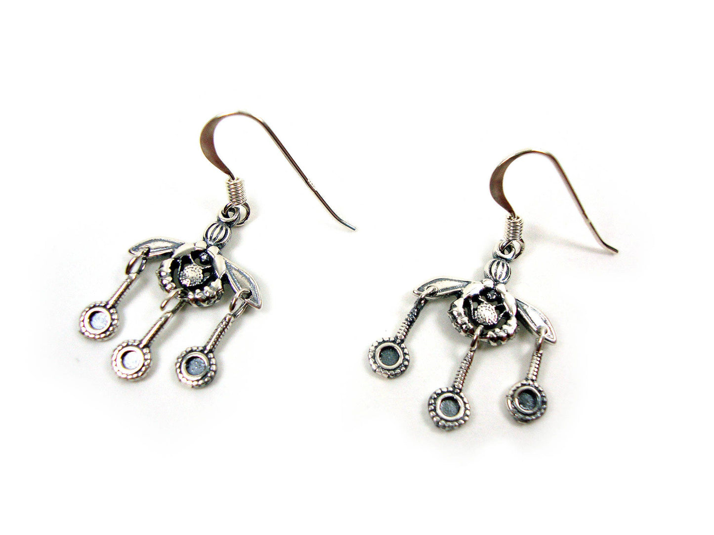 Sterling Silver 925 Ancient Greek Malia Bees Earrings 15mm, Minoan Earrings, Greek Silver Earrings, Griechische Silber Ohrringe Schmuck Bees