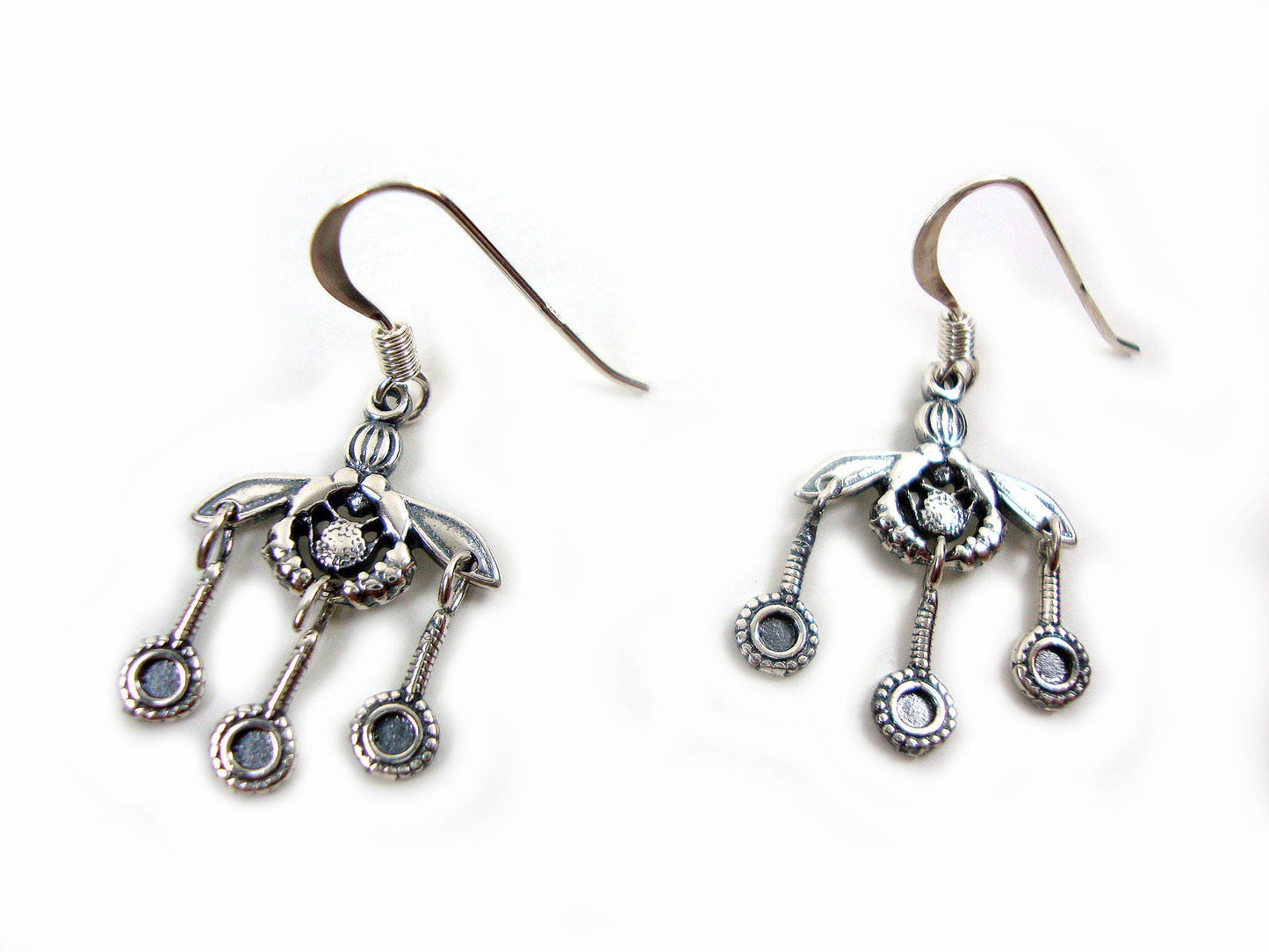 Sterling Silver 925 Ancient Greek Malia Bees Earrings 15mm, Minoan Earrings, Greek Silver Earrings, Griechische Silber Ohrringe Schmuck Bees