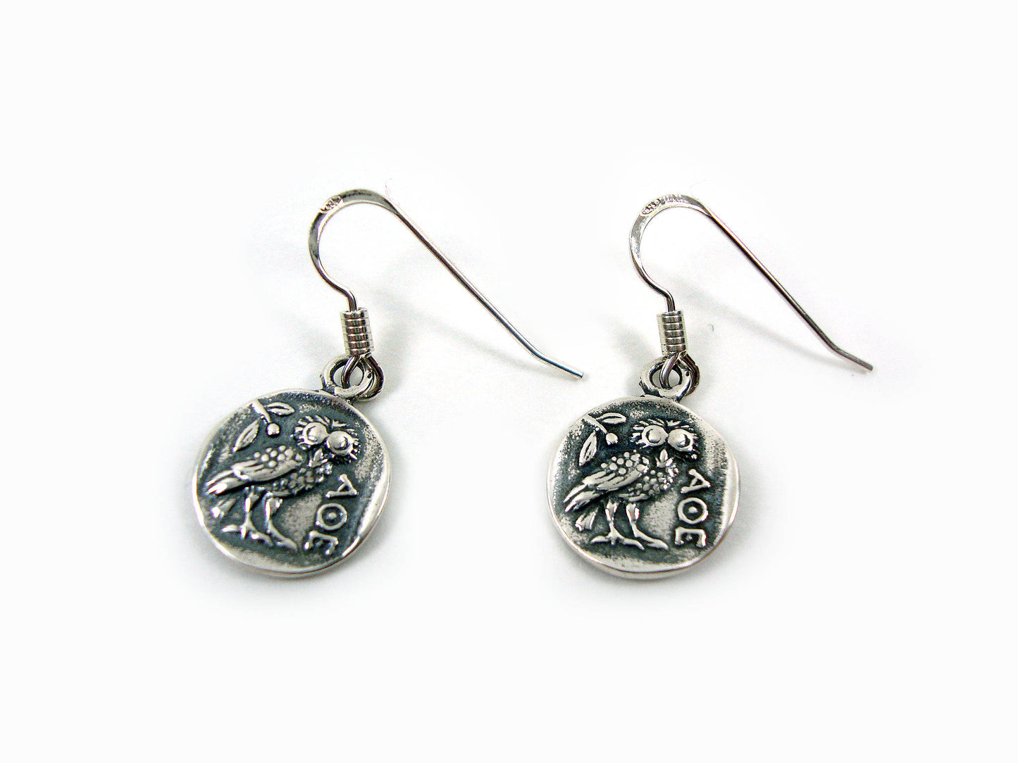 Owl Athena Silver Earrings 13mm