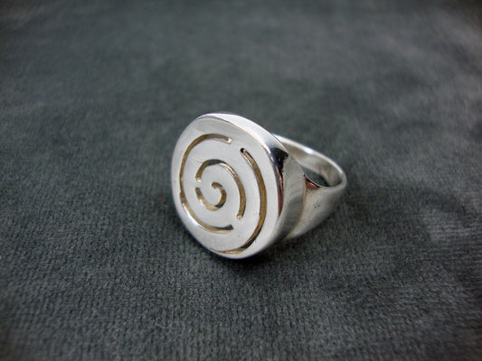 Greek Silver Ring, Sterling Silver 925 Ancient Greek Eternity Spiral Key Plain Round Ring 17mm, Griechische Silber Ring Schmuck, Bague Grec