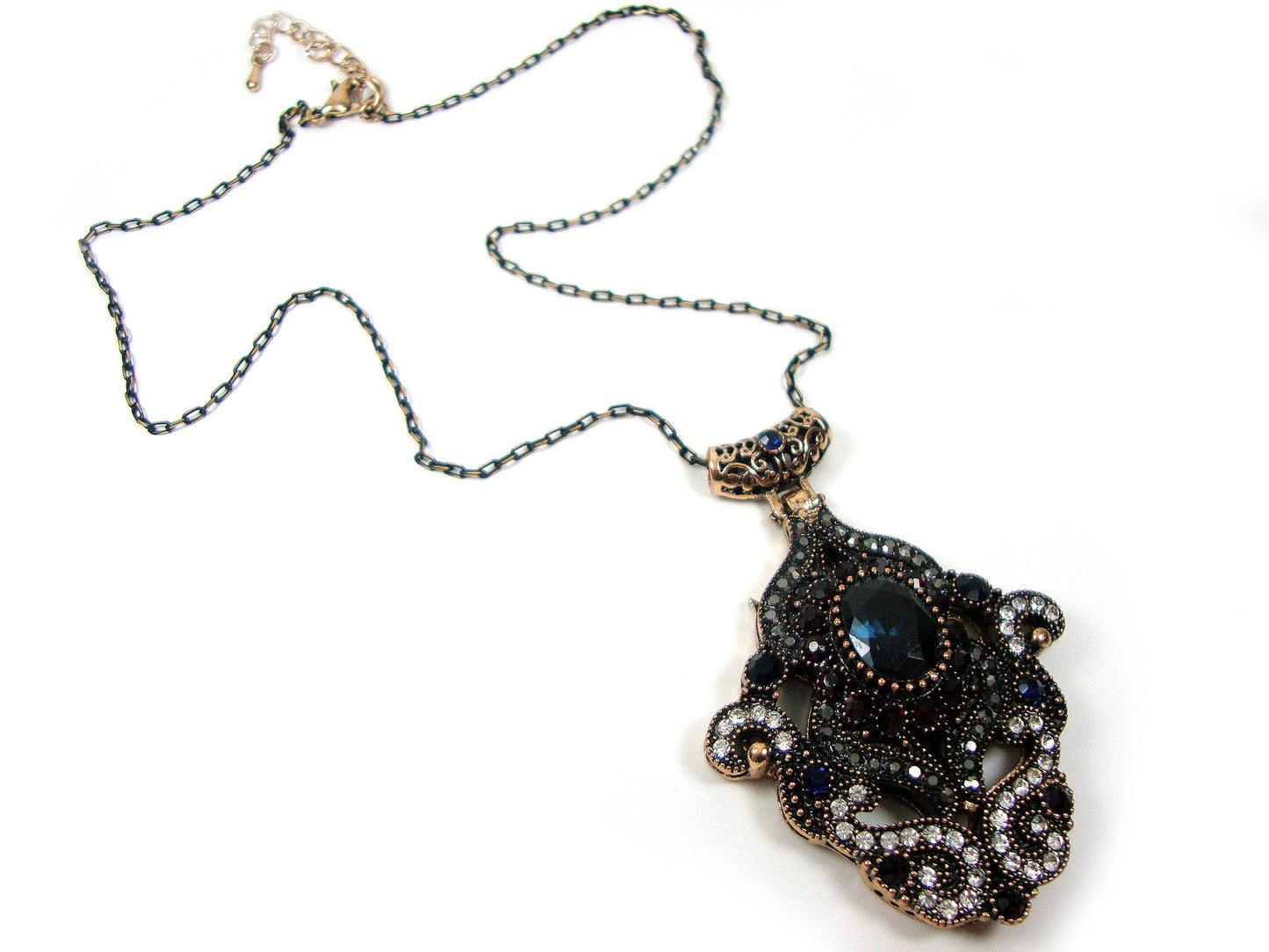 Byzantine Medieval Antique Style Multicolor Crystal Stones Modern Pendant, Ethnic Pendant, Antique Turkish Pendant Traditional Jewelry