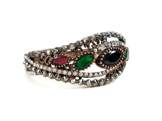 Byzantine Greek Bangle Bracelet Curved Design, Byzantine Bracelet, Turkish Bracelet, Turkish Jewelry, Traditional Bracelet, Antique Bracelet