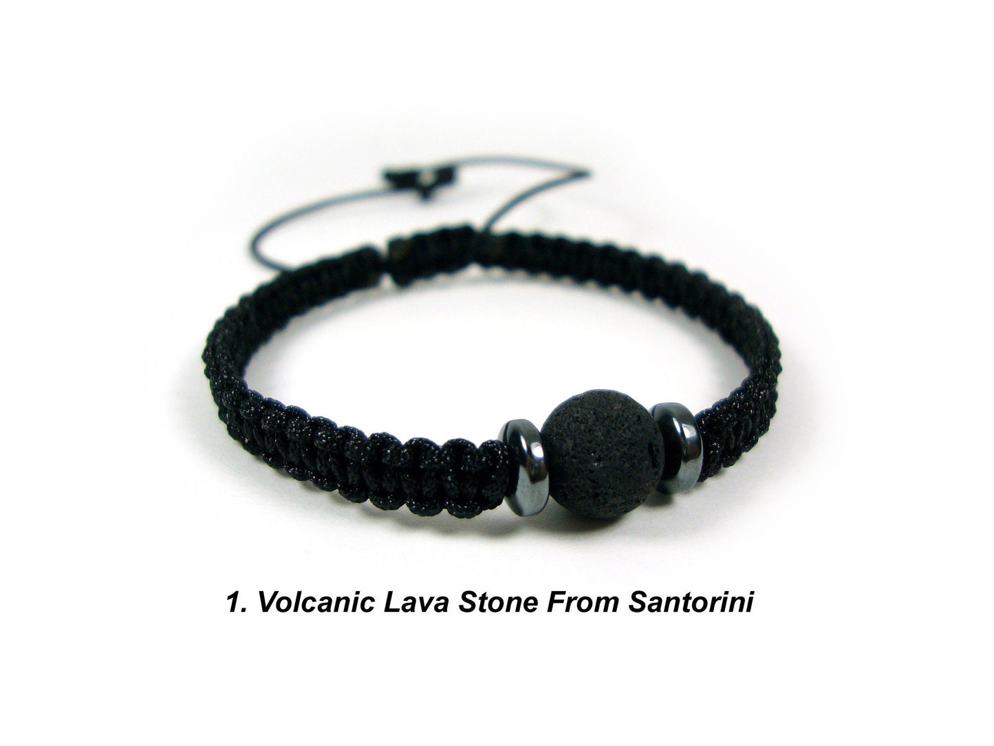 Greek Handmade Adjustable Macrame Bracelets With Natural Stones, Griechisches Armband Natur Stein, Natural Stone Bracelets, Lava Bracelet