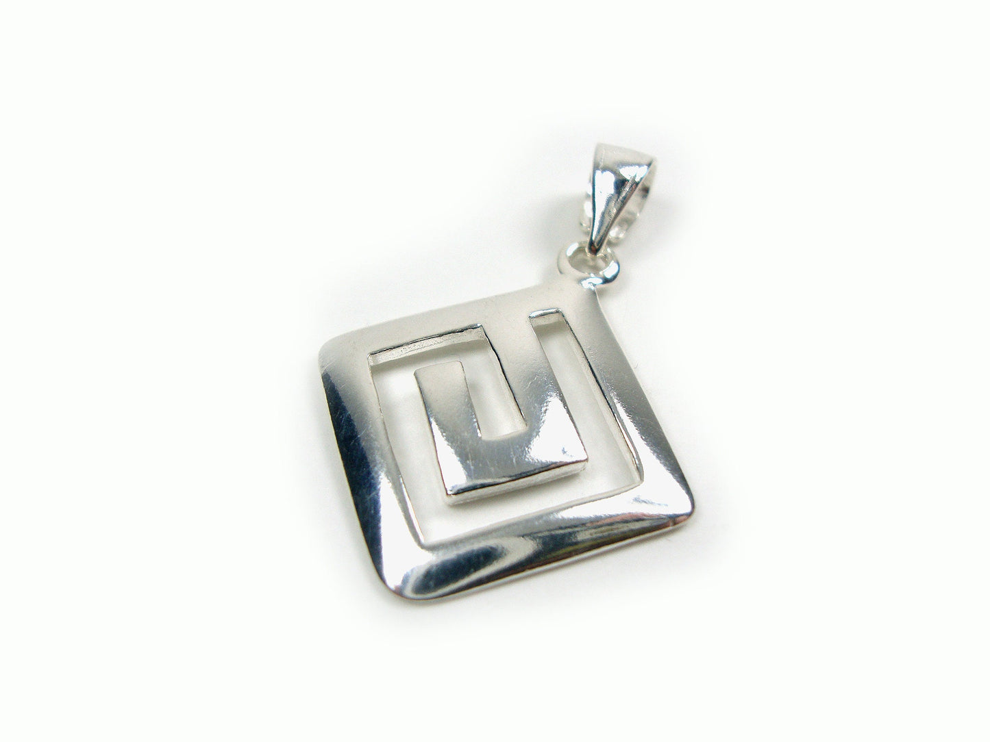 Sterling Silver 925 Greek Pendant , Square Greek Eternity Key 18x18 mm , Greek Jewelry , Griechischer Anhänger Schmuck