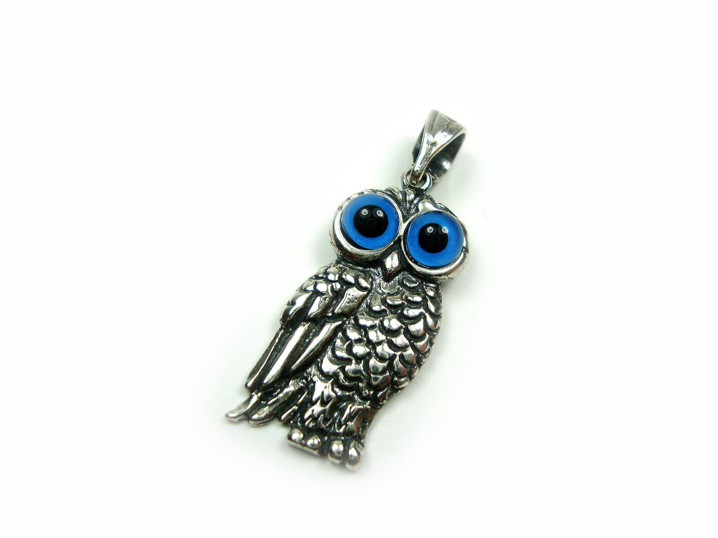 Sterling Silver 925 Ancient Greek Owl Goddess Athena's Symbol Pendant 12x25mm, Greek Pendant , Greek Jewelry , Greek Owl , Anient Greek