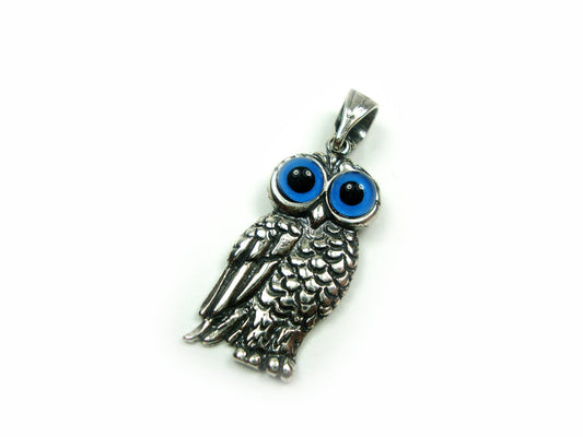 Sterling Silver 925  Ancient Greek Owl Goddess Athena's Symbol  Pendant 12x25mm, Greek Pendant , Greek Jewelry , Greek Owl , Anient Greek