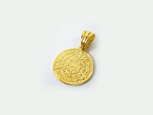 Sterling Silver 925 Minoan Phaistos Disc Gold Plated 22K Pendant 16mm, Greek Jewelry, Griechisches Anhanger Schmuck, Pendetif Grec Argent