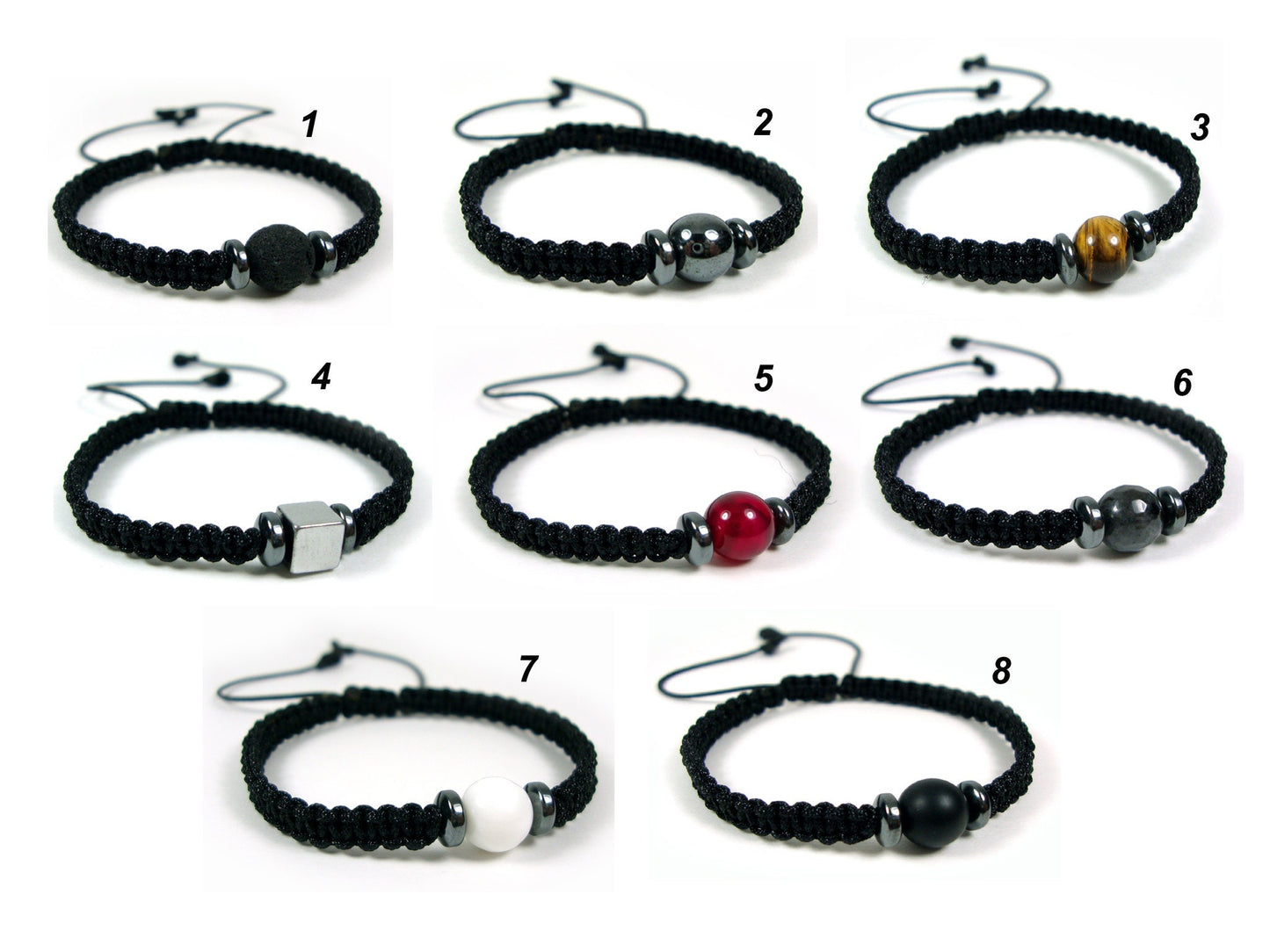 Greek Handmade Adjustable Macrame Bracelets With Natural Stones, Griechisches Armband Natur Stein, Natural Stone Bracelets, Lava Bracelet
