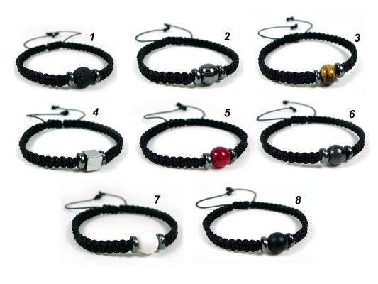 Greek Handmade Adjustable Macrame Bracelets With Natural Stones, Griechisches Armband Natur Stein, Natural Stone Bracelets, Lava Bracelet