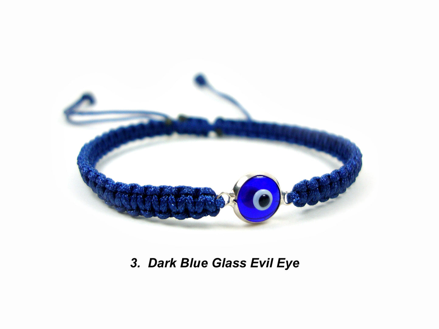Sterling Silver 925 Greek Evil Eye Good Luck 7mm Handmade Adjustable Macrame Bracelet , Griechische Silber Armband, Bijoux Grecque