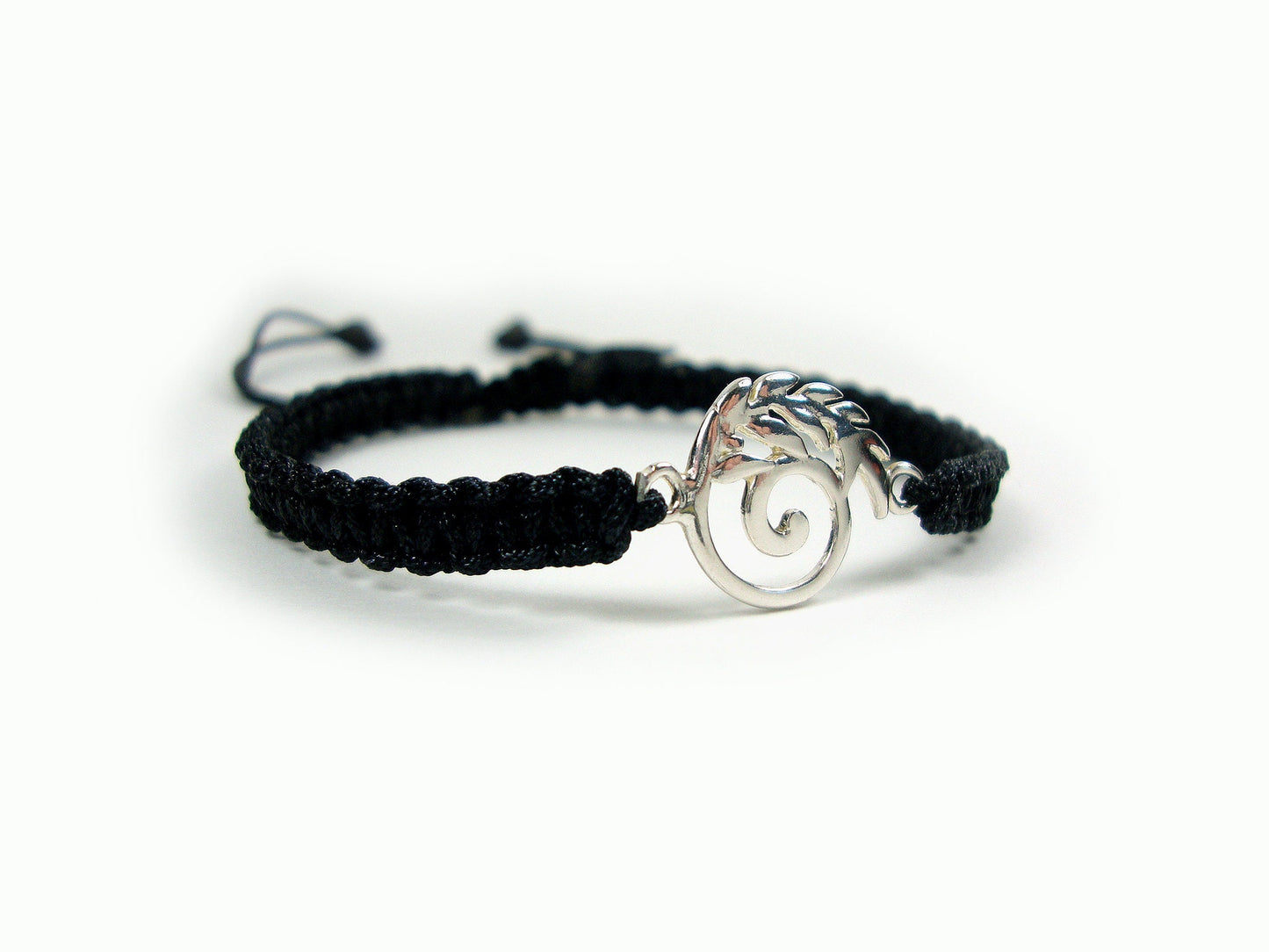Sterling Silver 925 Ancient Greek Spiral Infinity Key & Olive Leaf 10mm Macrame Adjustable Bracelet , Griechische Armband, Bijoux Grecque