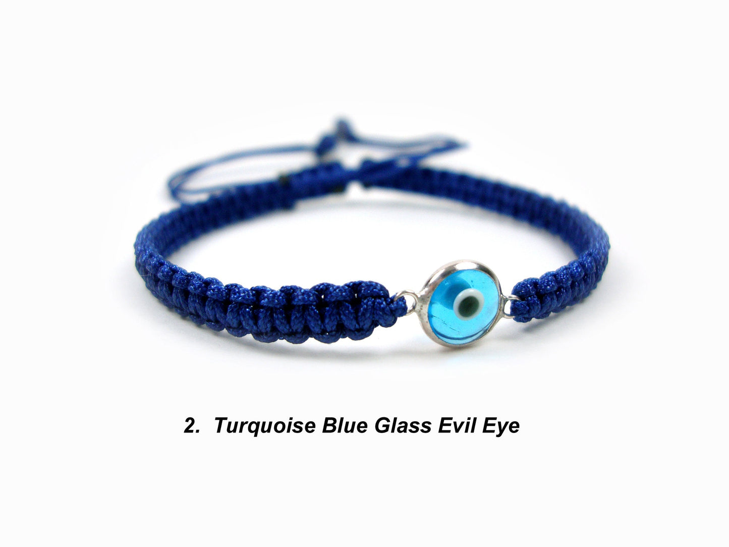 Sterling Silver 925 Greek Evil Eye Good Luck 7mm Handmade Adjustable Macrame Bracelet , Griechische Silber Armband, Bijoux Grecque