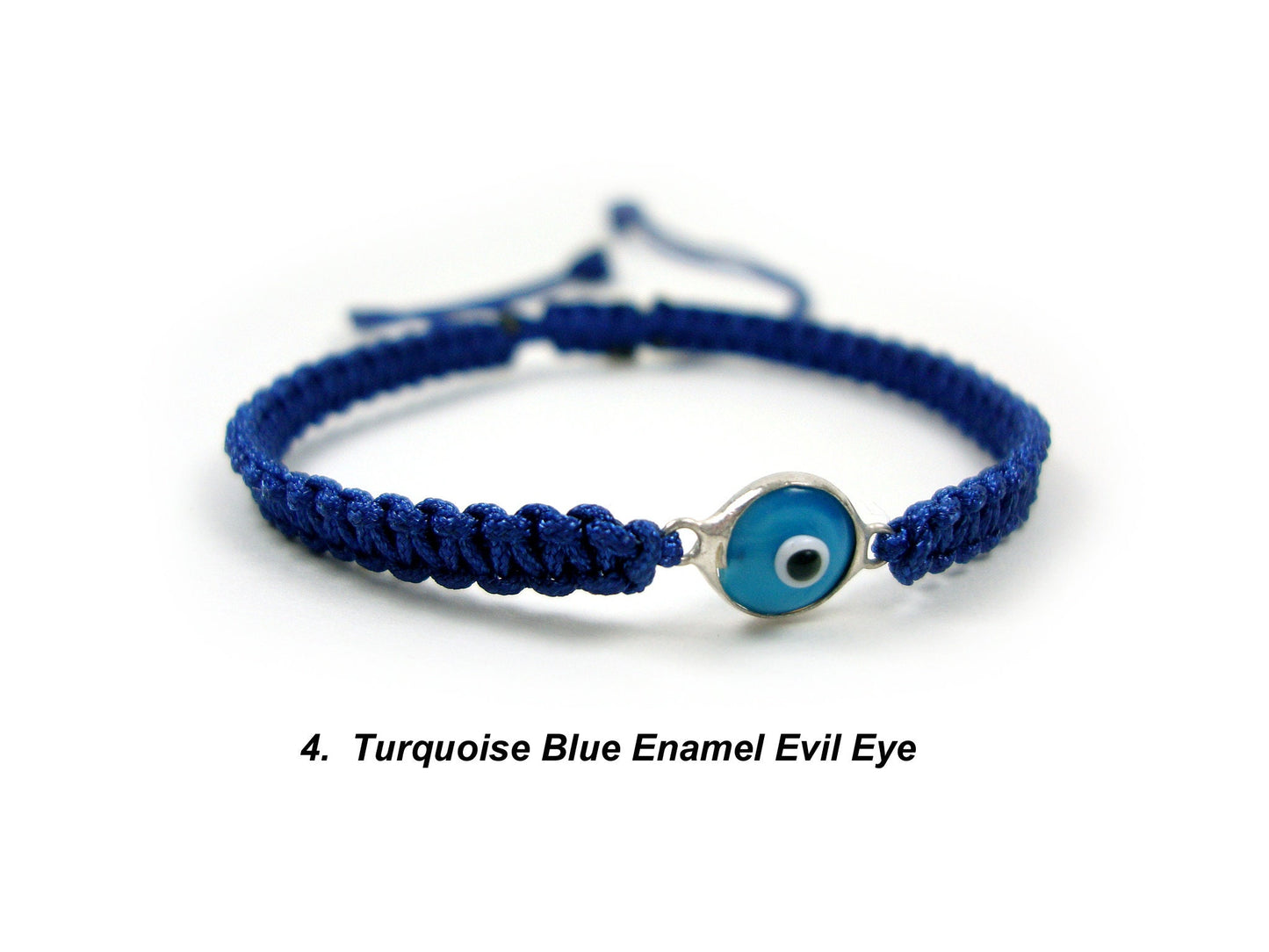 Sterling Silver 925 Greek Evil Eye Good Luck 7mm Handmade Adjustable Macrame Bracelet , Griechische Silber Armband, Bijoux Grecque