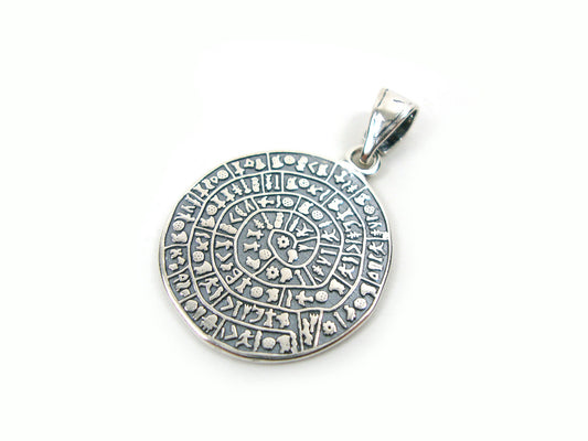 Sterling Silber 925 Altgriechisch minoisch Diskos von Phaistos Kreta Anhänger 21mm, Diskos von Phaistos Anhanger, Bijoux Grecque Pendetif, Griechische