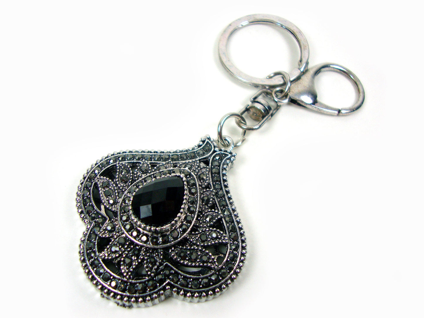 Modern Greek Antique Crystal Stones Leaf Keyring, Ethnic Vintage Antique Keyring, Turkish Vintage Traditional Jewelry, Vintage Art